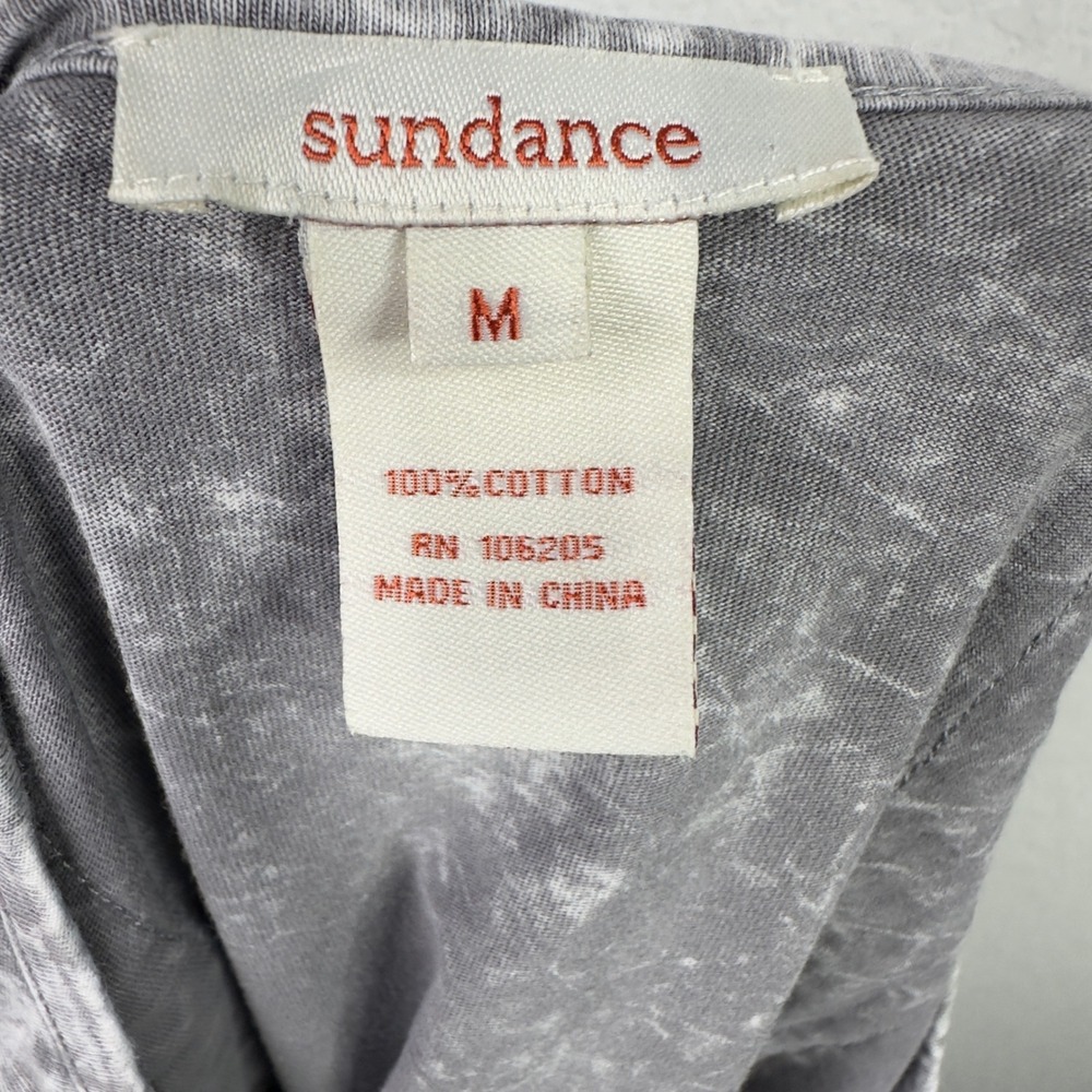 Sundance‎ T-Shirt Women M Gray Cotton Acid Wash Eyelet Boho Cottage Whimsigoth - Picture 4 of 6
